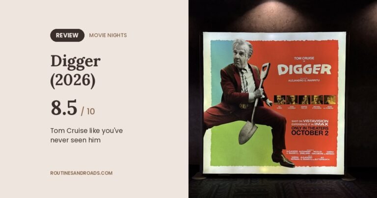 Is Digger 2026 worth watching review card with an 8.5 out of 10 score next to the Digger poster