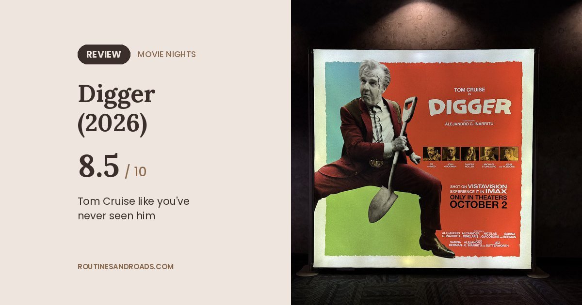 Is Digger 2026 worth watching review card with an 8.5 out of 10 score next to the Digger poster